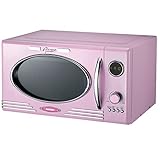 MELISSA 16330130 Retro Mikrowelle/1000 Watt/23 Liter Garraum,Design Mikrowelle mit Grill/Pink Rosa